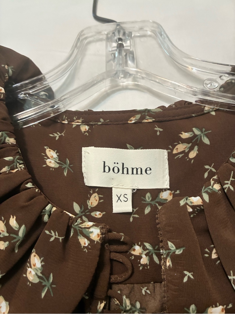 Bohme Bennie Brown Floral Puff Sleeve Button-Front Blouse - Picture 2 of 4